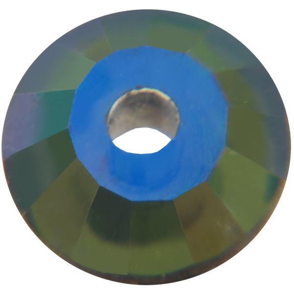 Spark Crystal Round Faceted Sew On, Iridescent Blue 4mm