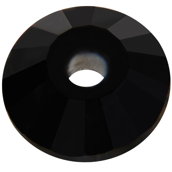 Spark Crystal Round Faceted Sew On, Jet 6mm