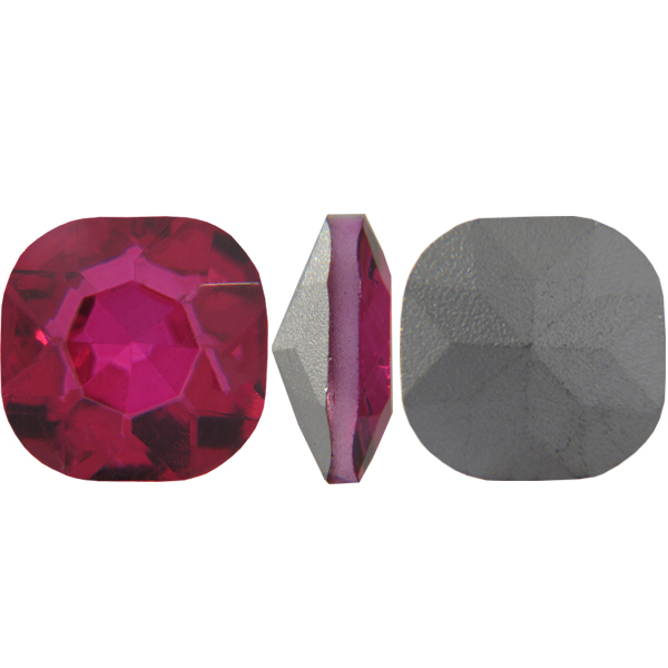 Spark Crystal Square Cushion Faceted Fancy Stone Fuchsia 12mm
