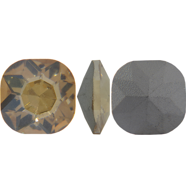 Spark Crystal Square Cushion Faceted Fancy Stone Crystal Light Gold 12mm