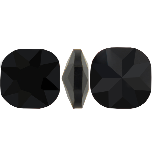 Spark Crystal Square Cushion Faceted Fancy Stone, Jet 12mm