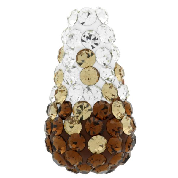 Teardrop Pave Bead with 1.2 mm hole, Alora Crystals Variegated Brown -Smoky Topaz/Light Colorado Topaz/Crystal 8 x 15 mm
