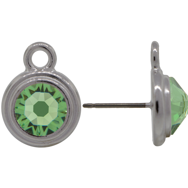 TierraCast® POST, SS34 STEPPED BEZEL, Rhodium plated, Peridot