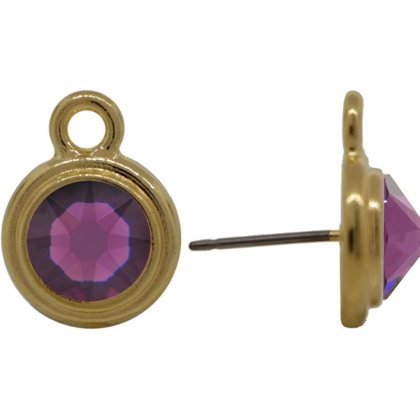 TierraCast® POST, SS34 STEPPED BEZEL, Gold plated, Amethyst