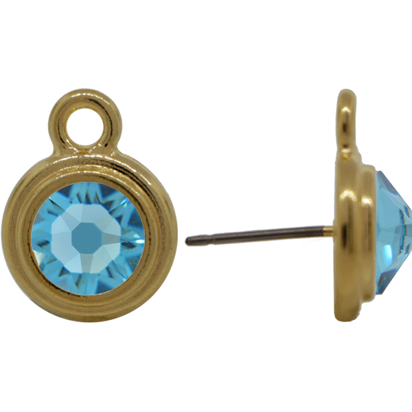 TierraCast® POST, SS34 STEPPED BEZEL, Gold plated, Aqua