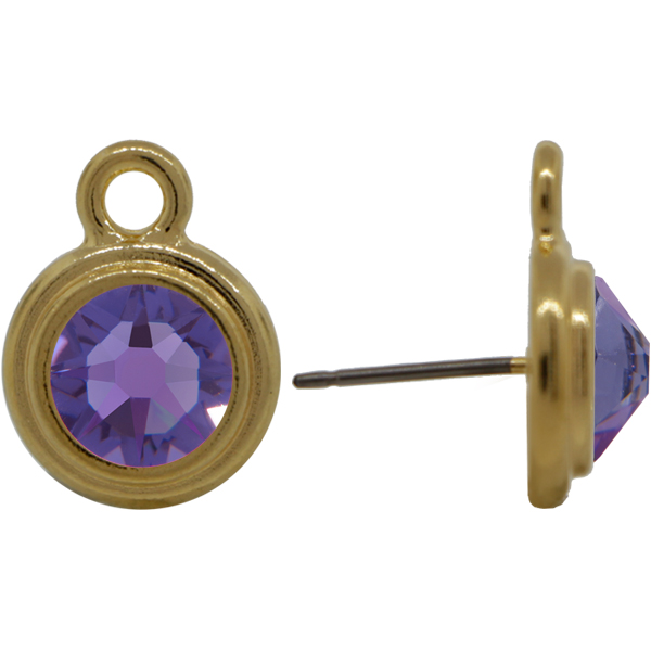 TierraCast® POST, SS34 STEPPED BEZEL, Gold plated, Tanzanite