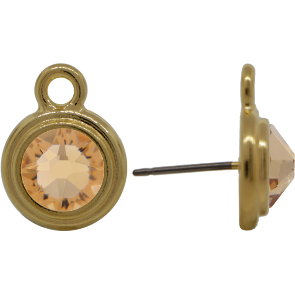 TierraCast® POST, SS34 STEPPED BEZEL, Gold plated, Light Colorado Topaz