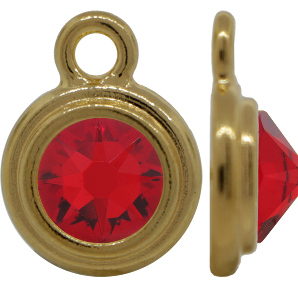 TierraCast® Drop, SS34 STEPPED BEZEL, Gold plated, Light Siam