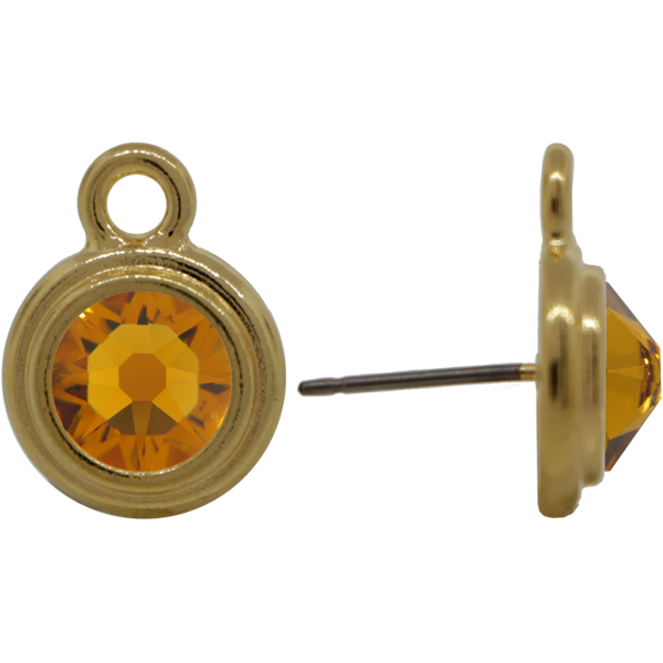 TierraCast® POST, SS34 STEPPED BEZEL, Rhodium plated, Topaz