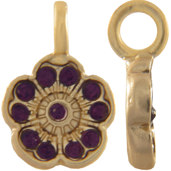 Beadelle® Violet with Loop Fleurette 8 mm Matte Gold/Amethyst
