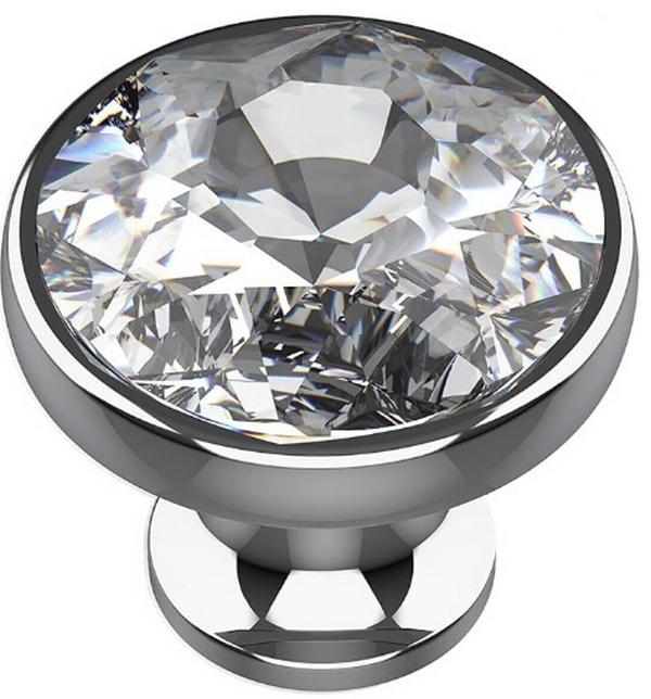 Crystal Cabinet Drawer Pull or Drawer Knob 30mm Crystal/Silver with Screw