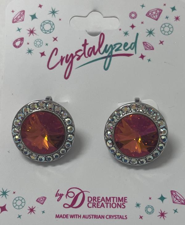Crystalized with Dreamtime Crystal Clip-On Earrings for Dance Crystal Astral Pink/Crystal 17mm