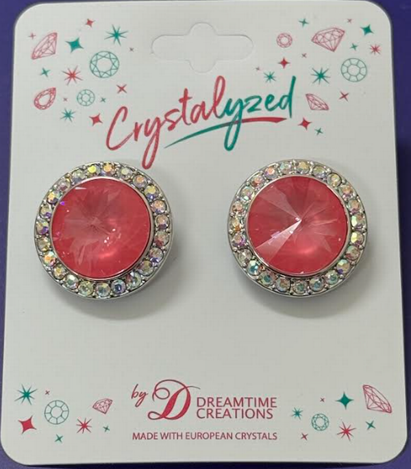 Crystalyzed with Dreamtime Crystal Stud Earrings for Dance Crystal Dahlia Ignite/Crystal AB 19mm