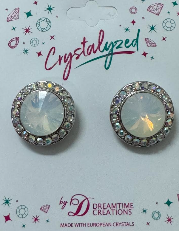 Crystalized with Dreamtime Crystal Stud Earrings for Dance White/Crystal AB 17mm