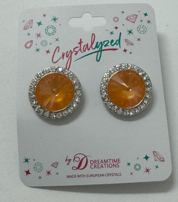 Crystalized with Dreamtime Crystal Stud Earrings for Dance Crystal Mango Ignite/Crystal 19mm