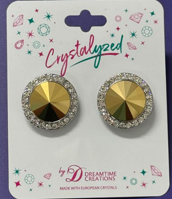 Crystalized with Dreamtime Crystal Stud Earrings for Dance Crystal Aurum/Crystal 17mm