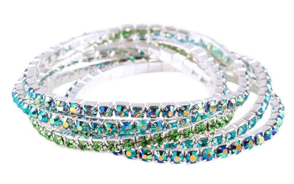 Peacock Rhinestone Buncher Bracelets