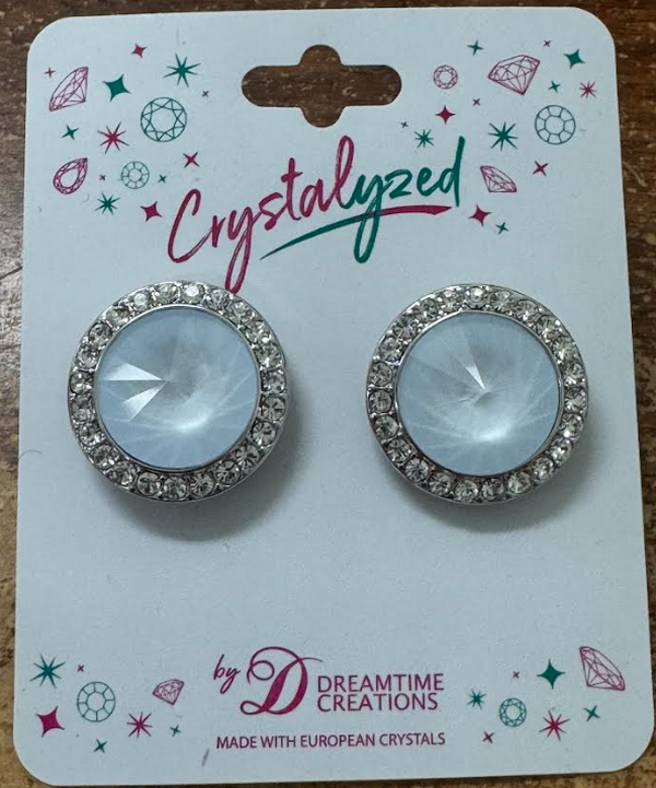 Crystalized with Dreamtime Crystal Stud Earrings for Dance Crystal Powder Blue/Crystal 19mm