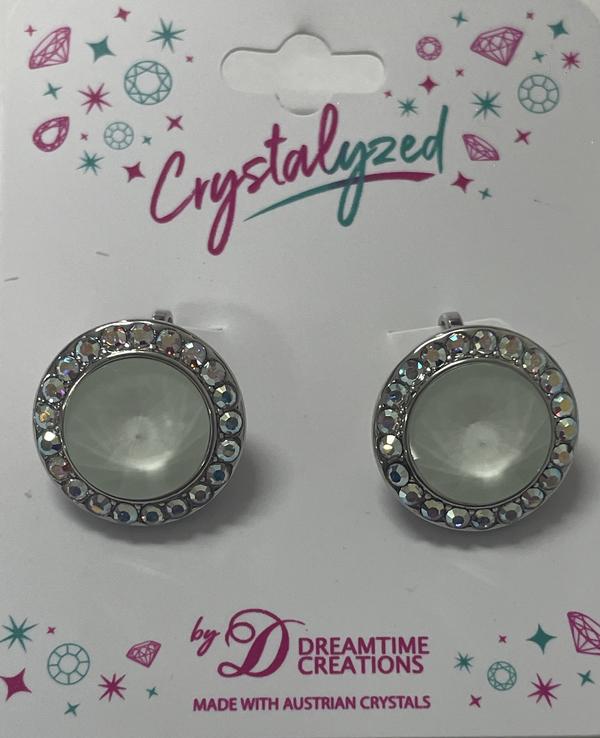 Crystalized with Dreamtime Crystal Clip-On Earrings for Dance Crystal Powder Grey/Crystal AB 19mm