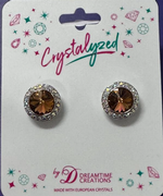 Crystalized with Dreamtime Crystal Clip-On Earrings for Dance Reinvented Light Smoked Topaz/Crystal AB 13mm