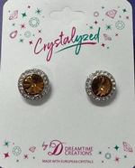 Crystalized with Dreamtime Crystal Stud Earrings for Dance Reinvented Light Smoked Topaz/Crystal 13mm
