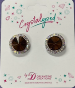 Crystalized with Dreamtime Crystal Clip-On Earrings for Dance Reinvented Smoked Topaz/Crystal AB 15mm