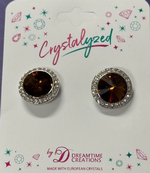 Crystalized with Dreamtime Crystal Stud Earrings for Dance Crystal Reinvented Smoked Topaz/Crystal 15mm