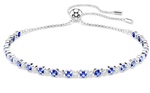 Swarovski Collections Matrix Tennis bracelet Mixed round cuts, Blue, Rhodium plated