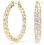 Swarovski Collections - Matrix hoop earrings Round cut, White, Gold-tone plated