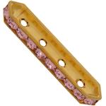Dreamtime Crystal DC 77725 Rondelle Spacer Bars 4 Hole Light Rose/Gold