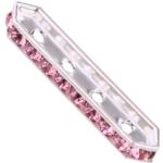 Dreamtime Crystal DC 77725 Rondelle Spacer Bars 4 Hole Light Rose/Silver
