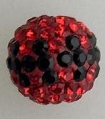 Round Pave Bead with 2.0mm hole, Alora Crystals Light Siam/Jet 8 mm