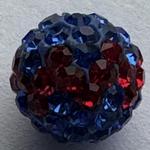 Round Pave Bead with 2.0mm hole, Alora Crystals Sapphire/Light Siam 8 mm