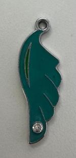 Turquoise Enameled Wing Charm with Crystal Accent