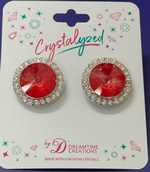 Crystalized with Dreamtime Crystal Clip-On Earrings for Dance Crystal Poppy Red Ignite/Crystal 19mm