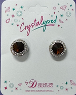 Crystalized with Dreamtime Crystal Clip-On Earrings for Dance Reinvented Smoked Topaz/Crystal 13mm