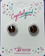 Crystalyzed with Dreamtime Crystal Stud Earrings for Dance Crystal Reinvented Smoked Topaz/Crystal AB 13mm