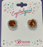Crystalyzed with Dreamtime Crystal Stud Earrings for Dance Crystal Dark Orange/Crystal AB 13mm
