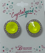 Crystalized with Dreamtime Crystal Stud Earrings for Dance Crystal Electric Yellow Ignite/Crystal 19mm