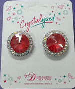 Crystalized with Dreamtime Crystal Clip-On Earrings for Dance Crystal Poppy Red Ignite/Crystal AB 19mm