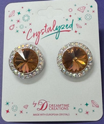 Crystalized with Dreamtime Crystal Clip-On Earrings for Dance Reinvented Light Smoked Topaz/Crystal AB 17mm