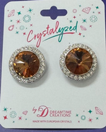 Crystalized with Dreamtime Crystal Stud Earrings for Dance Reinveted Light Smoked Topaz/Crystal 19mm