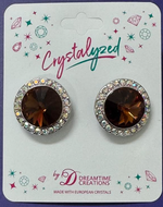 Crystalyzed with Dreamtime Crystal Stud Earrings for Dance Reinvented Smoked Topaz/Crystal AB 19mm