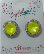 Crystalyzed with Dreamtime Crystal Stud Earrings for Dance Electric Yellow Ignite/Crystal AB 19mm
