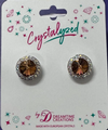 Crystalyzed with Dreamtime Crystal Stud Earrings for Dance Crystal Reinvented Light Smoked Topaz/Crystal AB 13mm