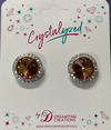 Crystalized with Dreamtime Crystal Stud Earrings for Dance Reinvented Light Smoked Topaz/Crystal AB 15mm