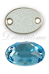 Dreamtime Crystal 3212/2 Oval Sew-on Aquamarine 16x11mm