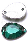 Dreamtime Crystal 3232/2 Pear Shaped Sew-on Emerald 16x11mm