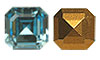 Dreamtime Crystal 4671 Square Emerald-Cut Fancy Stone Aquamarine (Gold Foil) 10mm
