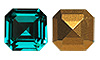 Dreamtime Crystal 4671 Square Emerald-Cut Fancy Stone Blue Zircon (Gold Foil) 6mm